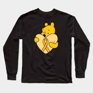 Yellow bear hugging yellow Awareness ribbon Long Sleeve T-Shirt